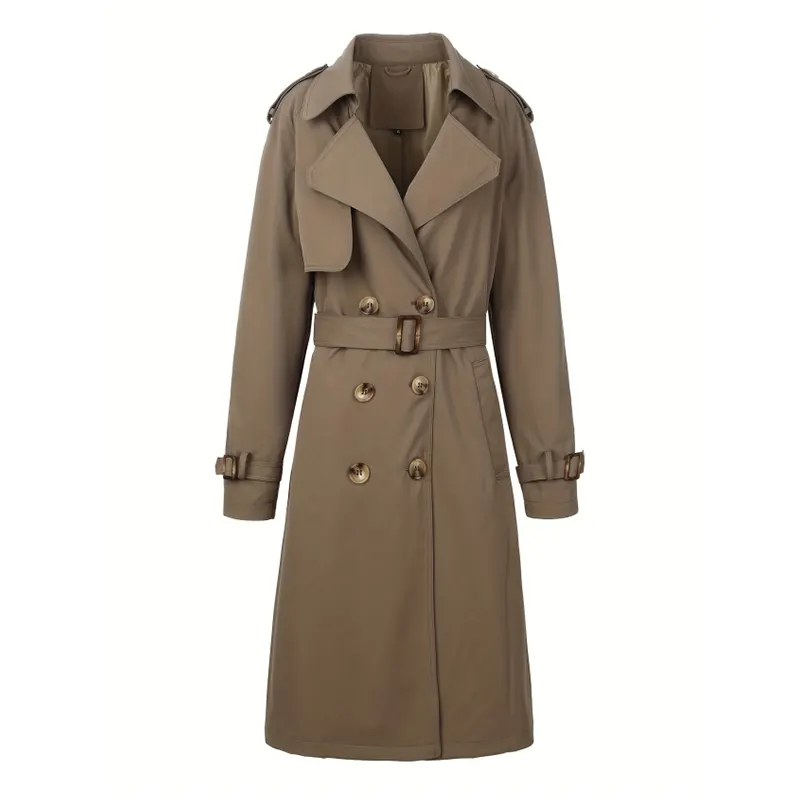 Trenchcoat met dubbele rij knopen en riem
