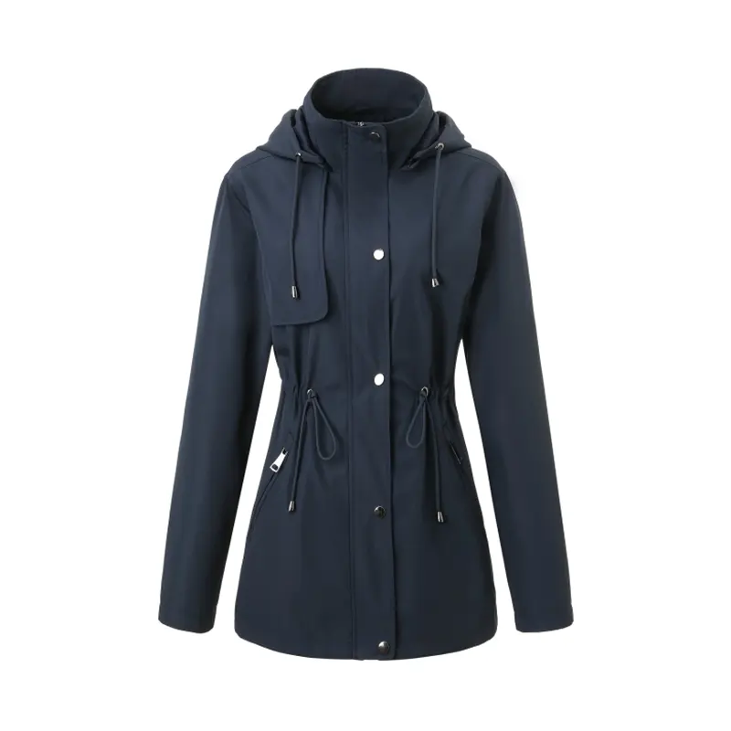 Windjack met capuchon en taille met trekkoord