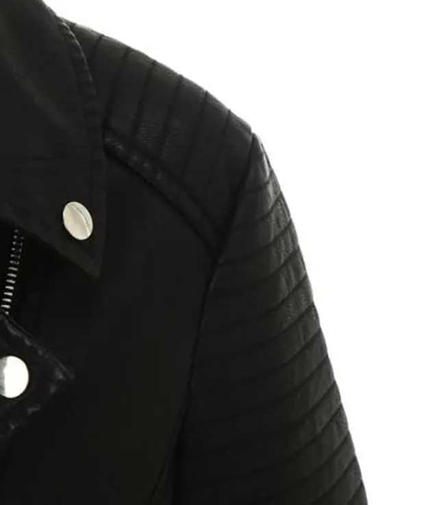 Washed Faux Leather Jacket with Fluid Drape