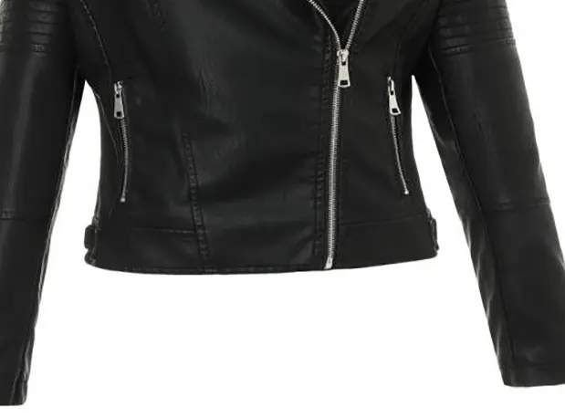 Washed Faux Leather Jacket with Fluid Drape