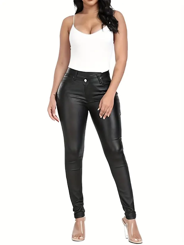 All-Season Stretchy Skinny PU Leather Pants