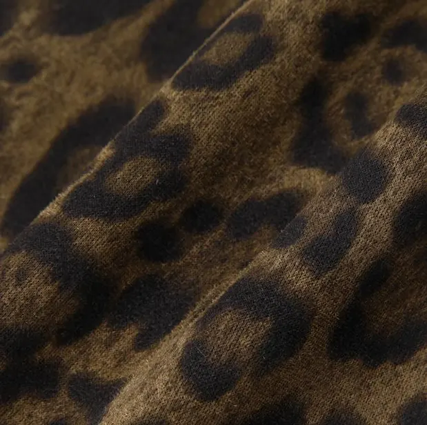 Crewneck Leopard Print Suede Cropped Jacket