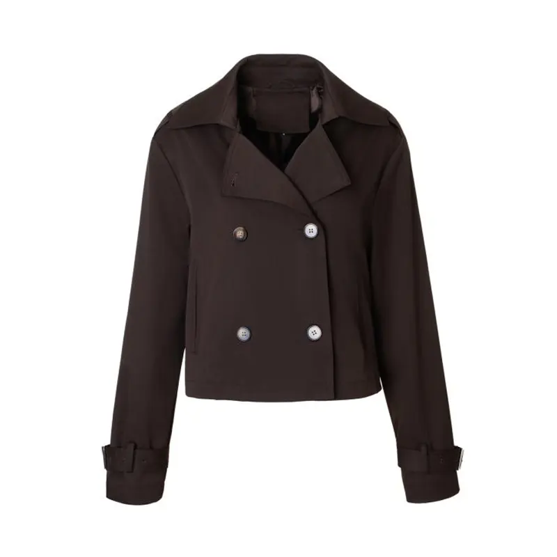 Kort cropped trenchcoat in blazerstijl met op maat gemaakte revers