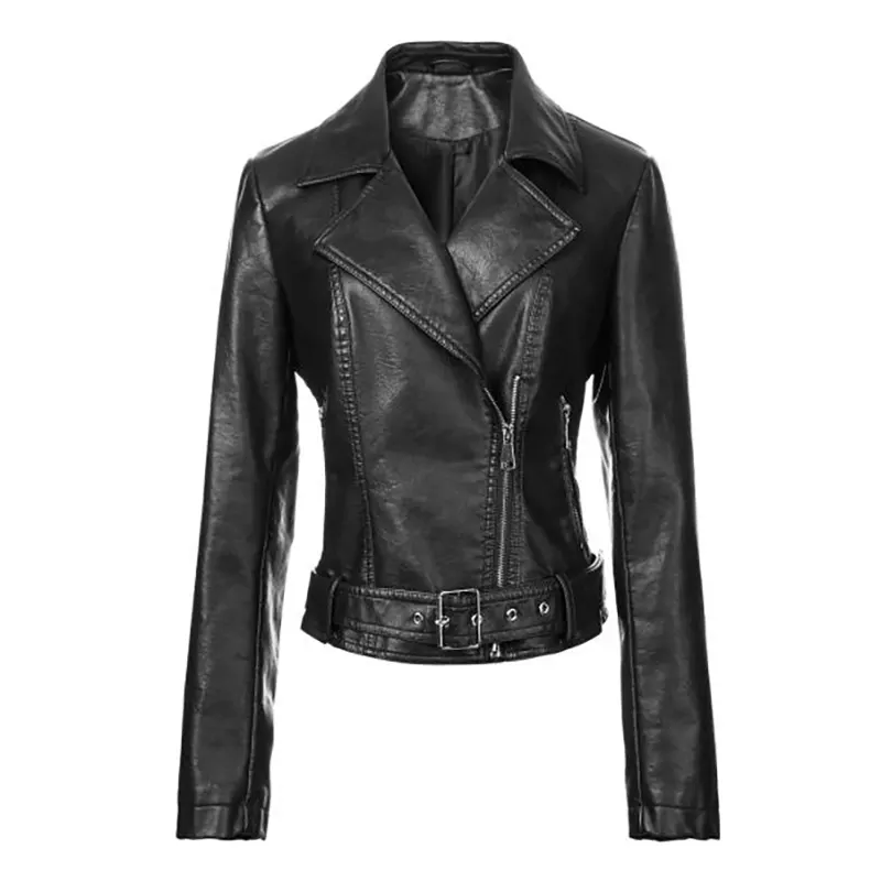 Vintage kunstleer bikerjack met riem